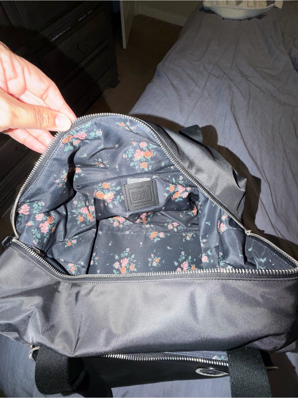 Coach Black Nylon & Leather Travel Duffel with Silver Hardware - Picture 7 of 9